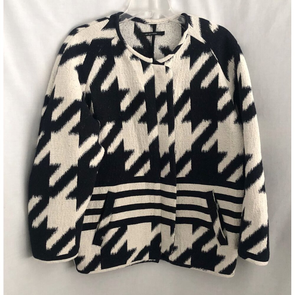 Lee Mathews Black White Jacket Woven Cotton Blend Size Medium